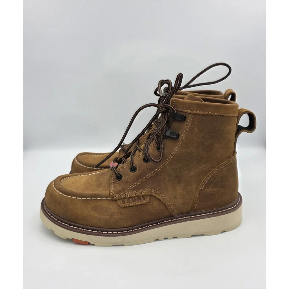Brunt Marin Unlined Soft Toe Boots Leather  Brown Waterproof  Mens 6.5 Womens 8